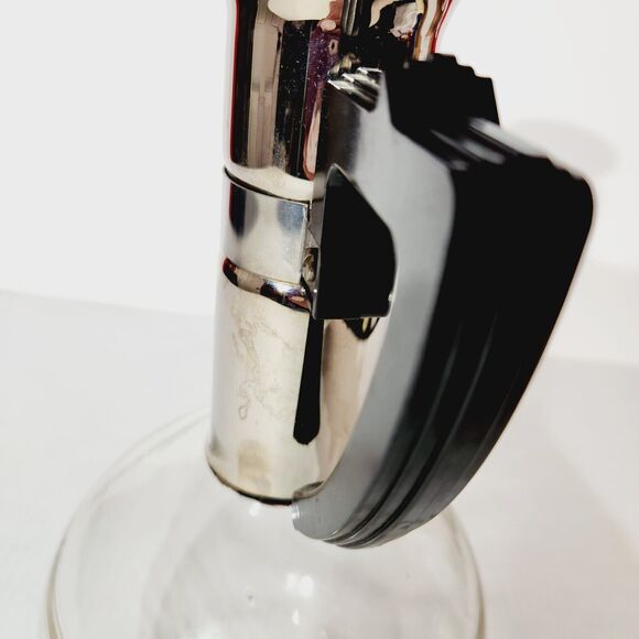 Vtg Glass Carafe Coffee Pot Hand Blown Bakelite Handle Round 8 Cup MCM Retro - Picture 9 of 13